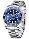 Men's Watch Pagani Design Submariner Mechanical Silver Blue
