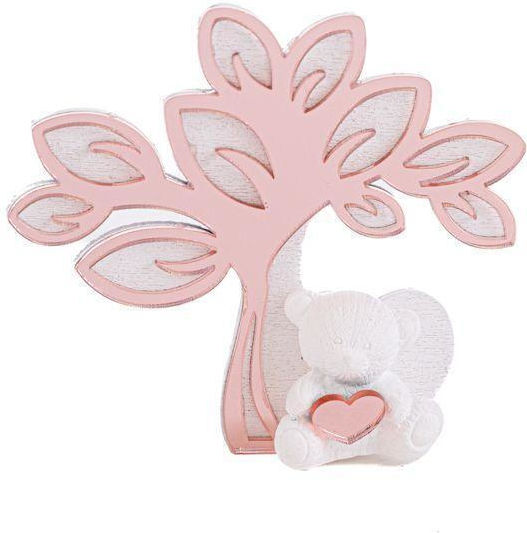 Handgefertigter Taufgeschenk-Magnet Baum Bär Rosa 7cm x 8cm Ls55468 Georgiou Sg-ls55468