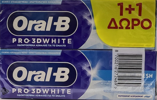Oral-B 3D White Arctic Fresh Toothpaste for Whitening 2x75ml