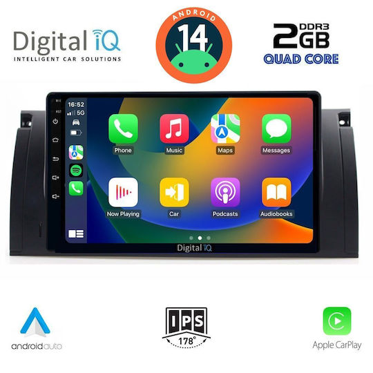 Digital IQ Car Audio System for BMW Series 5 (E39) / X5 (E53) 1997-2005 (Bluetooth/USB/AUX/WiFi/GPS/Apple-Carplay/Android-Auto) with Touch Screen 9"