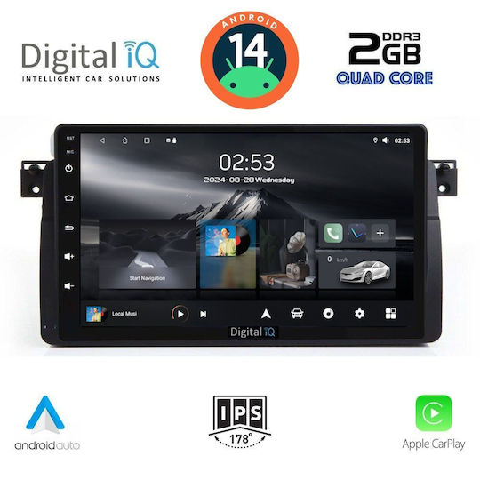 Digital IQ Sistem Audio Auto pentru BMW E46 1998-2005 (Bluetooth/USB/AUX/WiFi/GPS/Apple-Carplay/Android-Auto) cu Ecran Tactil 9"