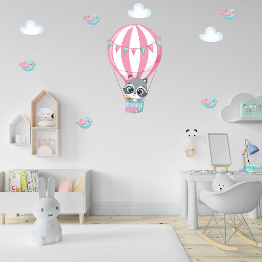 Autocolant de perete cu raton în balon cu aer cald 120cm X 61cm