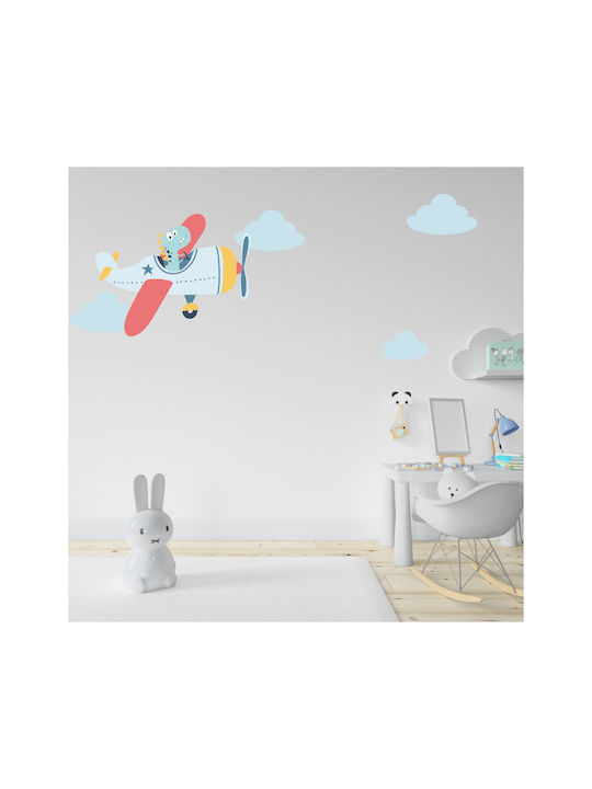 Autocolant de perete Dinozaur Avion cu 4 nori 120cm X 135cm