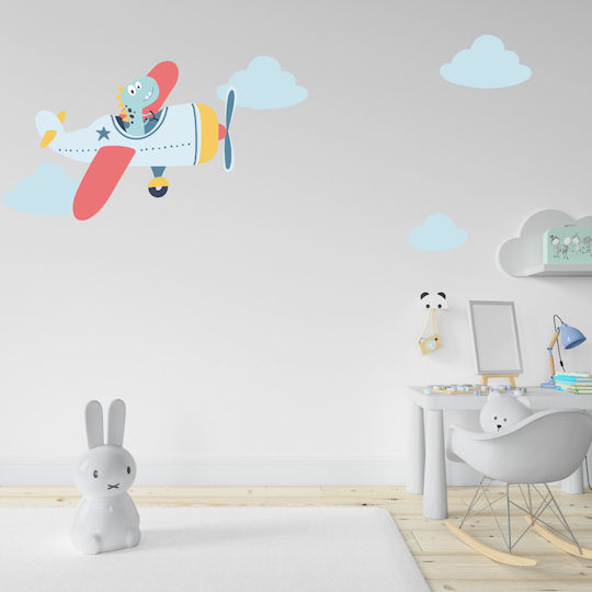 Dinosaurier Flugzeug Wandsticker mit 4 Wolken 80cm x 53cm