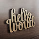 MDF Wooden Design Hello World 35cm X 23cm