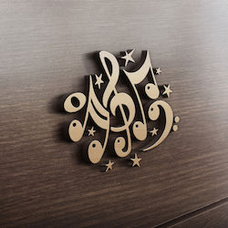 Mdf Ξύλινο Σχέδιο Νότες 60cm X 53cm