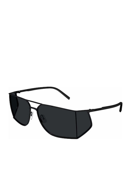 Ysl Men's Sunglasses with Black Metal Frame and Black Lens