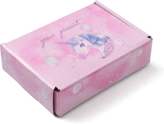 Papier Box für Geschenke mit Motiv "Einhörner" Rosa 1510x4cm.