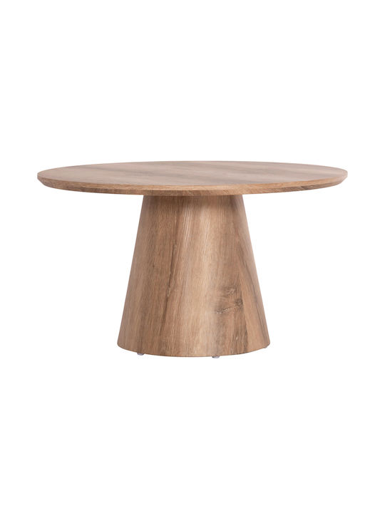 Round Central Coffee Table Karan Wooden Natural Colour W80xL80xH45cm