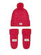 Kids Beanie Set with Gloves Knitted Fuchsia
