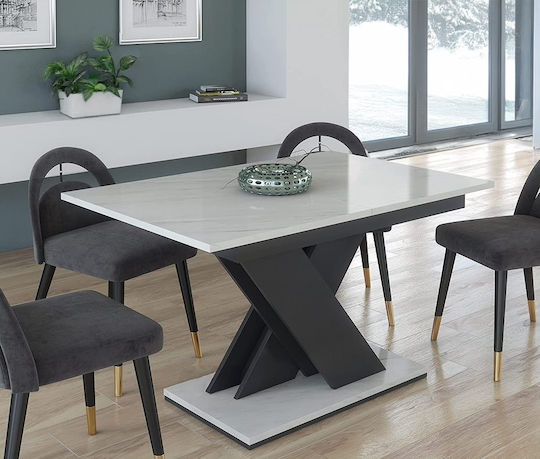 Elara Table Dining Room Extendable Wooden Leuko-gkri 120(+40)x80x75cm
