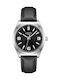 Men's Watch Battery with Black Leather Strap