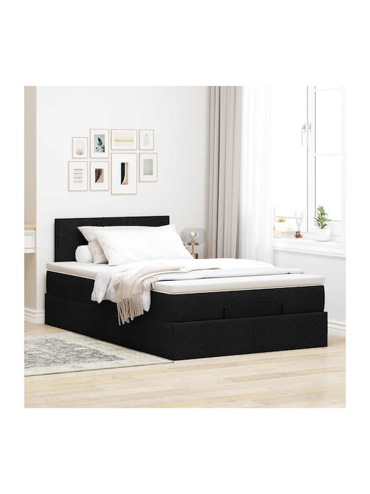 Semi-Double Bed Upholstered with Black Fabric w...