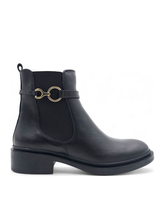 Fardoulis Leather Women's Ankle Boots Smooth Black