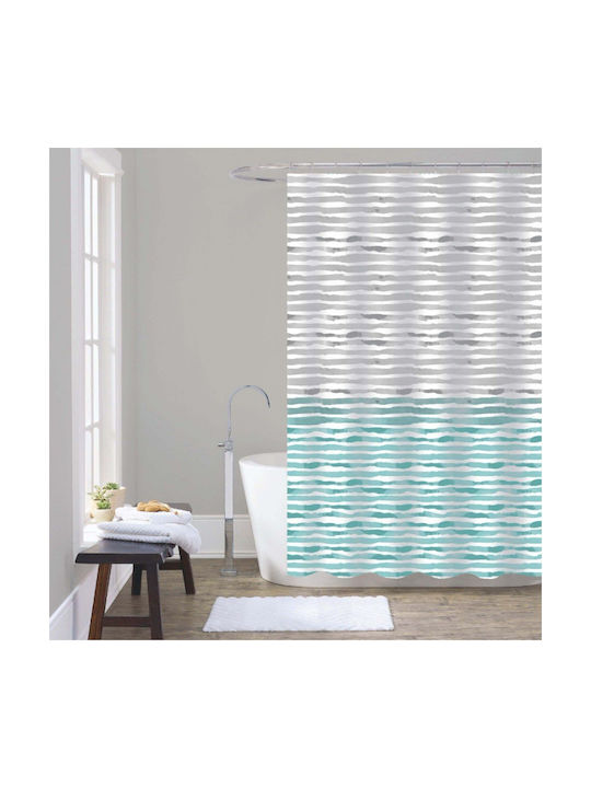 Frans K19 Shower Curtain Fabric 180x200cm White Mint