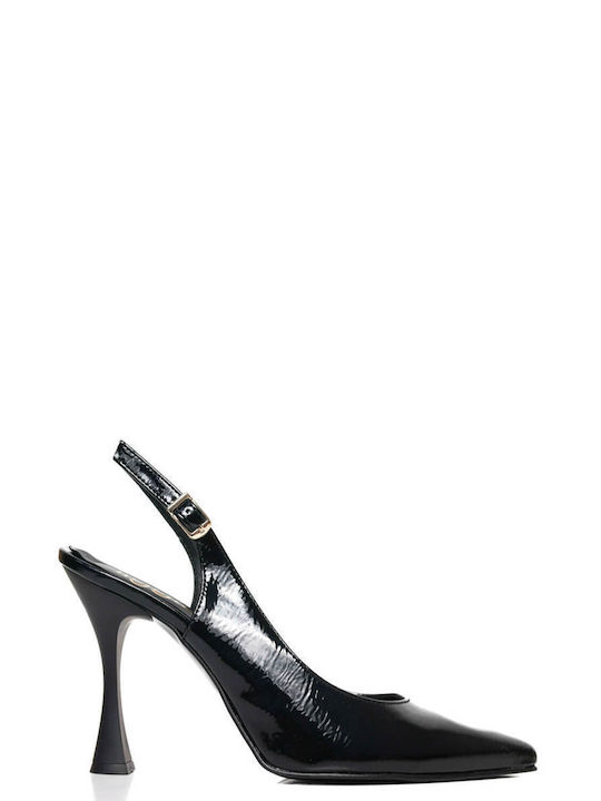 Black Greek-Made Slingback Strap Pumps