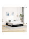 Double Upholstered Bed Base with Fabric Black with Storage Space & Slats for Mattress 140x200cm