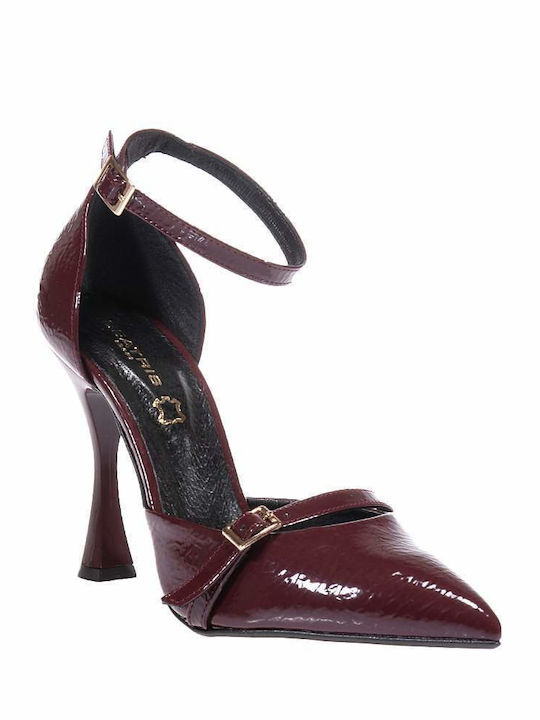 Pantofi cu toc cu Curea Burgundy