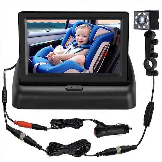 Foldable Car Monitor Set 4 Inches with Car Camera Baby Car Auxiliary Screen