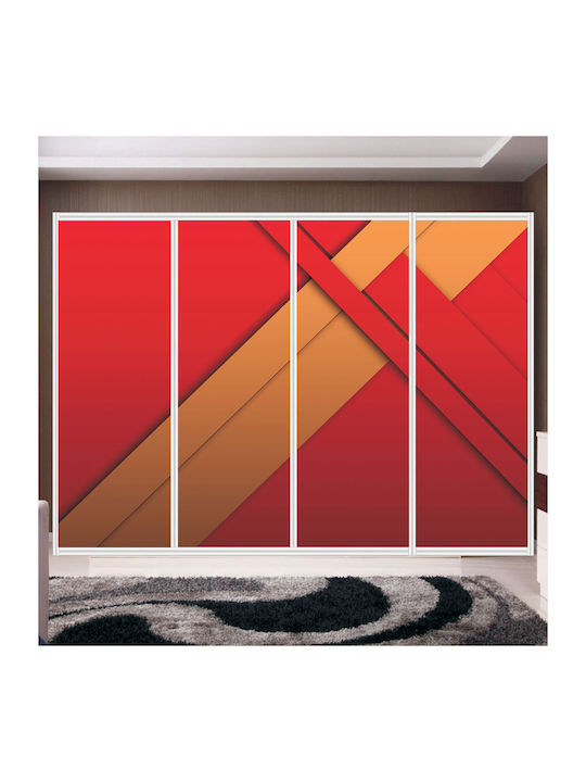 Red Orange Wardrobe Sticker 280cm