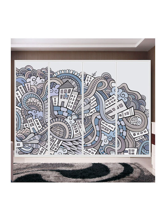 Αυτοκόλλητο Ντουλάπας Abstract City 210cm