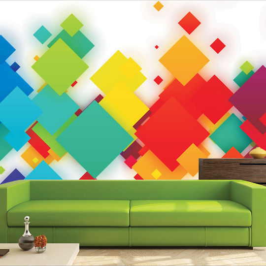 Selbstklebende Tapete Bunte Quadrate 285cm