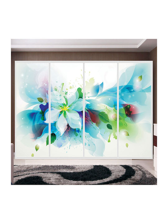 Wardrobe Sticker White Flower 280cm