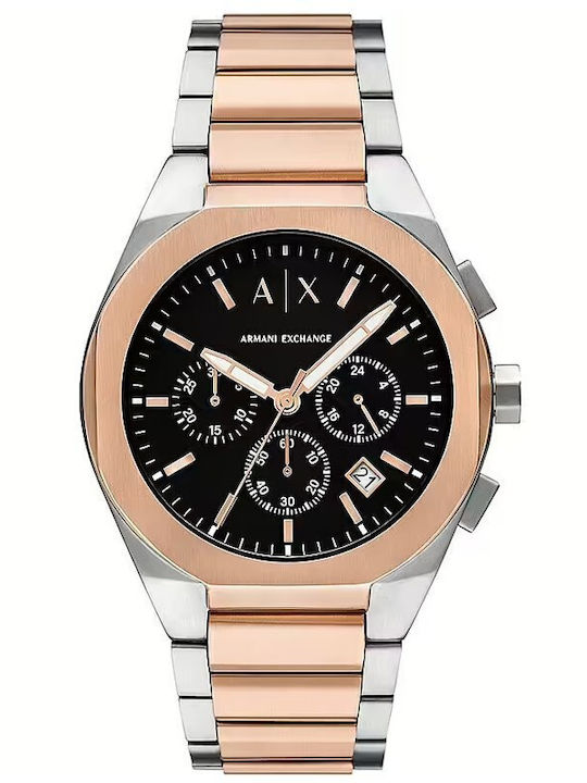 Armani Exchange Γυναικείο Ρολόι 42mm Χρονογράφος Μπαταρίας με Ροζ Χρυσό Μεταλλικό Μπρασελέ
