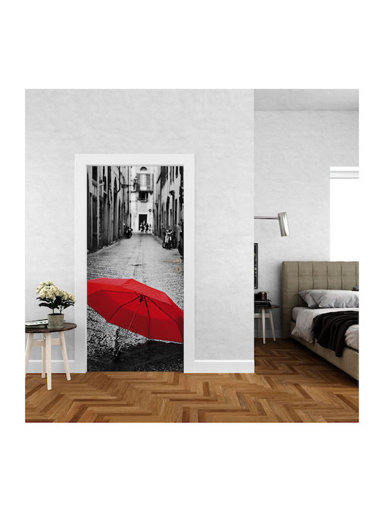 Door Sticker Red Umbrella Road 02 90cm
