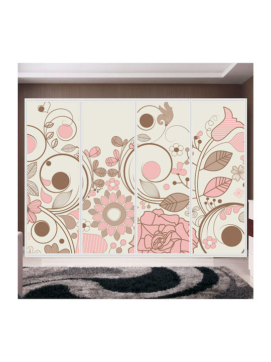 Retro Flowers Wardrobe Sticker 240cm