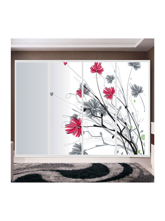 Kleiderschrankaufkleber Rote Blätter 250cm