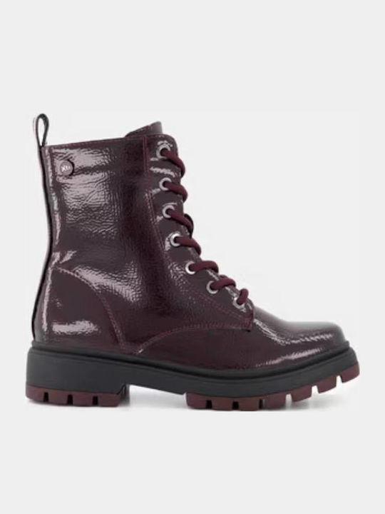 Kids Boots from Patent Leather with Zipper Burgundy