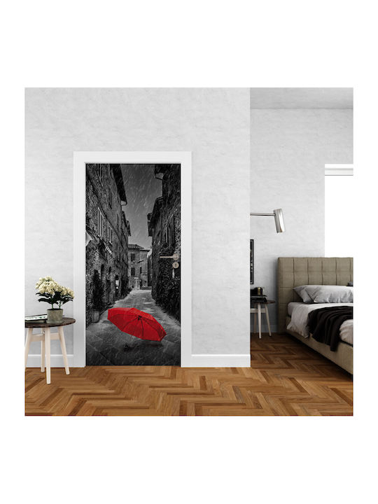 Door Sticker Red Umbrella Street 01 85cm