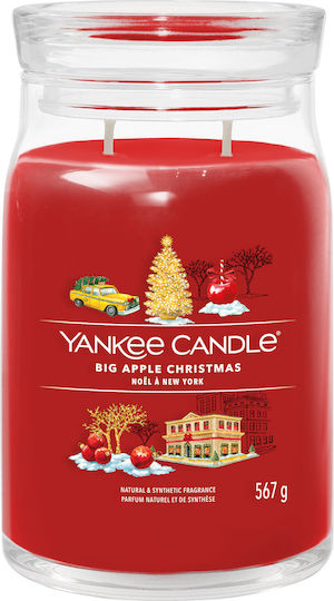 Yankee Candle Χριστουγεννιάτικο Γυάλινο Κερί Κόκκινο Large