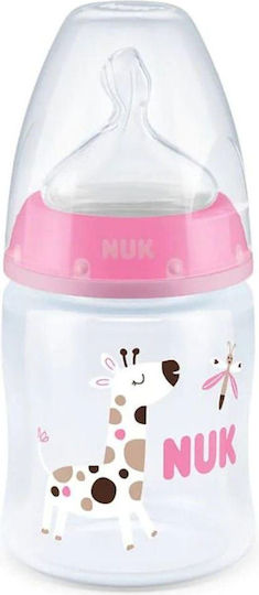 Nuk Plastic Baby Bottle First Choice Plus Anti-Colic with Silicone Nipple for 0-6 months Pink Kangaroo Gold 150ml