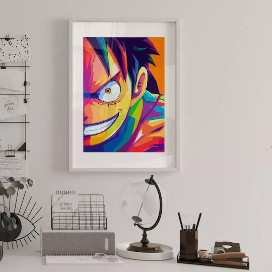 Плакат One Piece Luffy An040b 40см X 50см с естествена дървена рамка