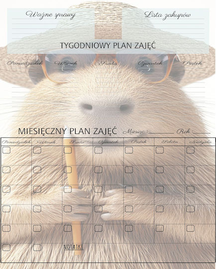 Children's Magnetic Board Fridge Designer Capybara + Calendar Pen Children's Magnetic Board Fridge Designer Capybara + Calendar Pen