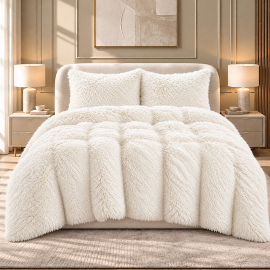 Saray Home Husă De Pătură Set Supredublu 220x240cm Ivoar 3 Bucăți 300 GSM