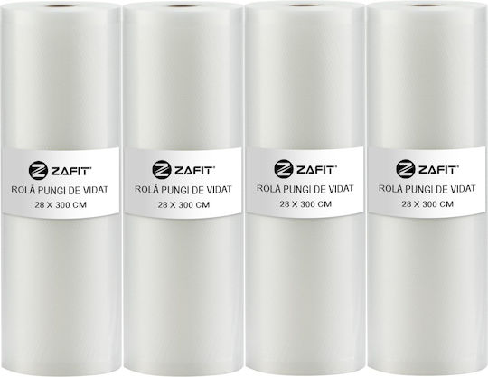 Set 4 Role pentru Aparat de Vidat Zafit 28 X 300 Cm Pungi Reutilizabile Durabile pentru Sous Vide Lavabile Fără BPA Transparent