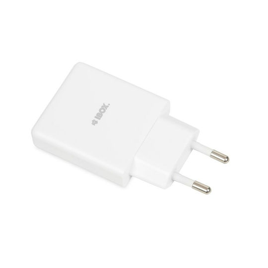 iBox Charger Without Cable GaN with USB-A Port and USB-C Port 30W Power Delivery / Quick Charge 3.0 Whites (C-43)