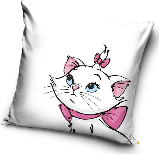 Velvet Kids Throw Pillow 40x40 Cat Marie White