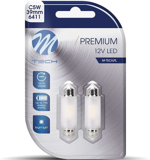 M-Tech Λάμπες Αυτοκινήτου C10W / C5W Canbus LED Λευκό 2τμχ