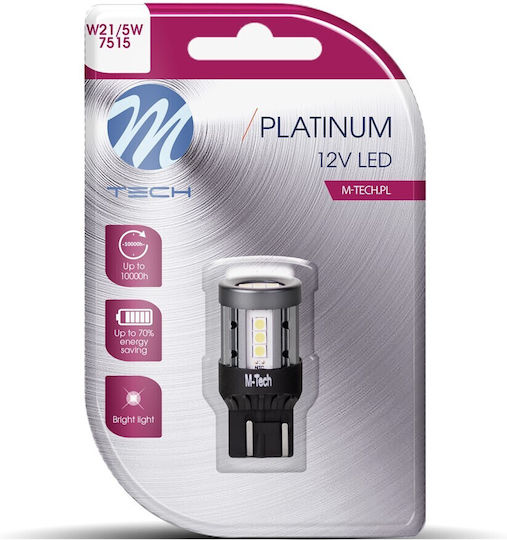 M-Tech Lamps Car W21/5W / T20 Canbus LED White 12-24V 4W 1pcs