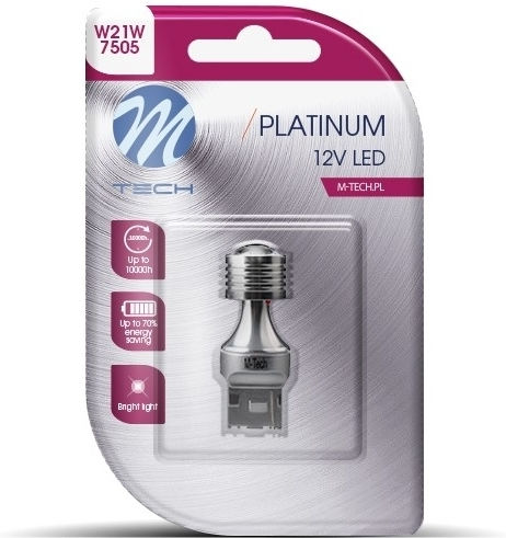 M-Tech Lamps Car W21W / T20 / W3x16d Canbus LED White 12-24V 3.4W 1pcs