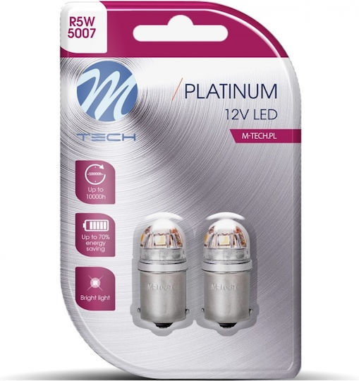 M-Tech Λάμπες Αυτοκινήτου R5W / BA15S Canbus LED Πορτοκαλί 12-24V 1.4W 2τμχ