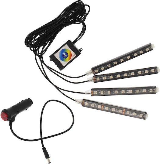 Διακοσμητικά Εσωτερικά Led Bluetooth Rgb Panel Αυτοκινήτου 12v 9 Smd 12cm Αναπτήρα Αυτοκινήτου 4 Τμχ Ee7437 Oem