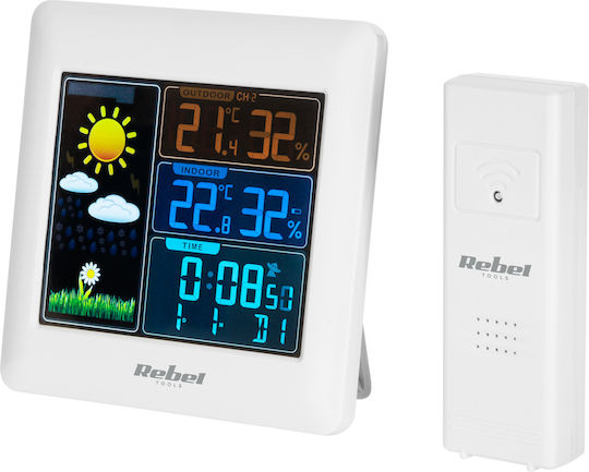 Ασύρματος Μετεωρολογικός Σταθμός Ψηφιακός Επιτραπέζιος Λευκός