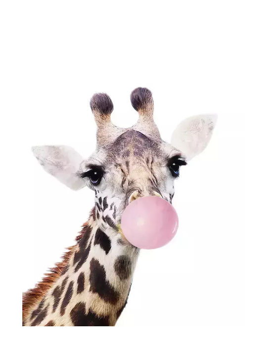 Tablou Copilăresc Girafă Roz Buleț cu Ramă Albă din Plastic 21x30buc