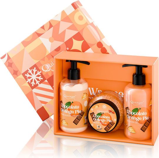 Quickgel Chocolate Orange Pie Skin Care Set for Body Cleaning & Moisturizing 3pcs