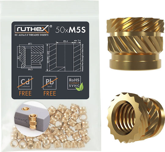 Ruthex Inserții Filetate M5 Scurte Pachet 50
